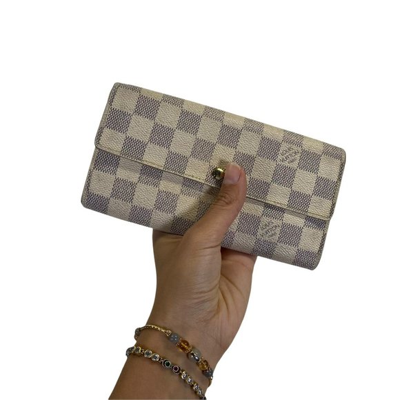 AUTHENTIC Louis Vuitton  WALLET LV Long Portefeuille Sarah White Damier Azul 183 - Picture 10 of 13